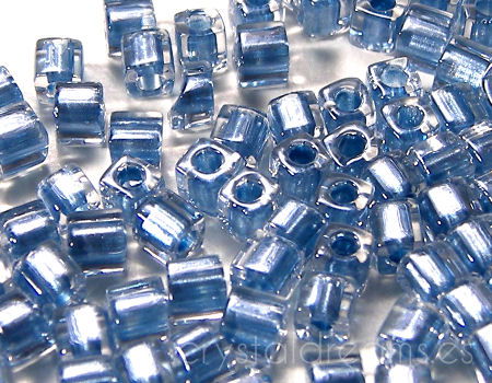 3mm Cubos MIYUKI - 5 gr. pack - Crystal Metallic Med Blue Lined - - Crystaldreams Abalorios