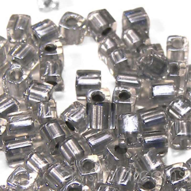 3mm Cubos MIYUKI - 5 gr. pack - Crystal Pewter Gray Lined - - Crystaldreams Abalorios