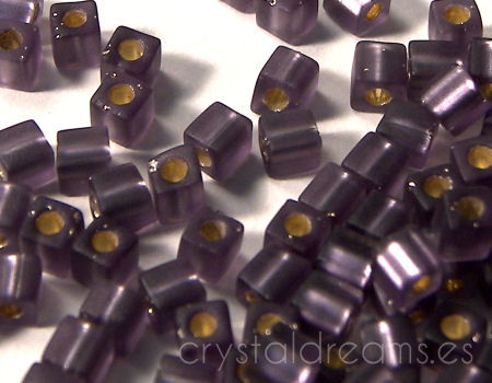 3mm Cubos MIYUKI - 5 gr. pack - Matte Amethyst Silver lined - - Crystaldreams Abalorios