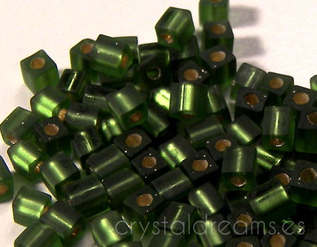3mm Cubos MIYUKI - 5 gr. pack - Matte Olivine Silver Lined - - Crystaldreams Abalorios