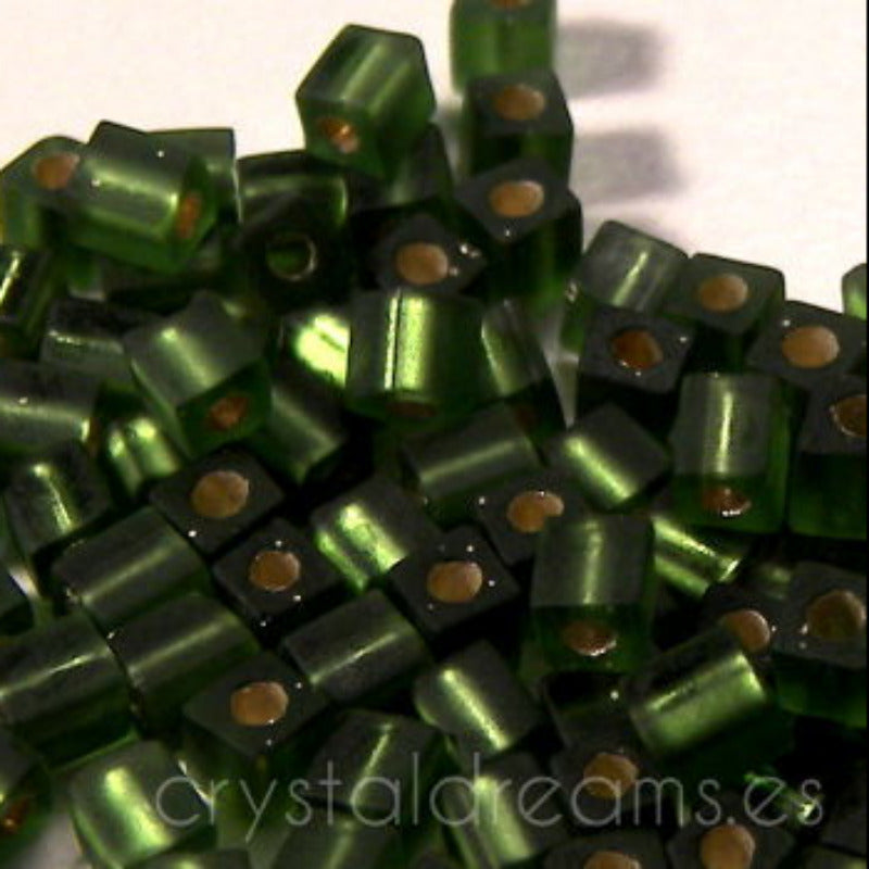 3mm Cubos MIYUKI - 5 gr. pack - Matte Olivine Silver Lined - - Crystaldreams Abalorios