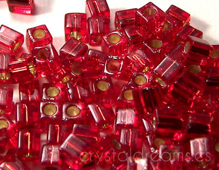3mm Cubos MIYUKI - 5 gr. pack - Ruby Silver Lined - - Crystaldreams Abalorios