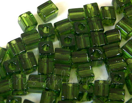 3mm Cubos MIYUKI - 5gr. pack - Transparent Olive - - Crystaldreams Abalorios