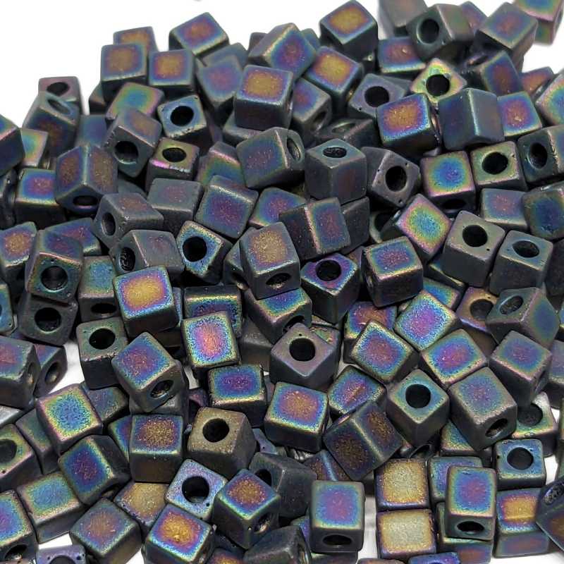 3mm Cubos MIYUKI - Matte Black AB - 5 gr. - SB3401MB - - Crystaldreams Abalorios
