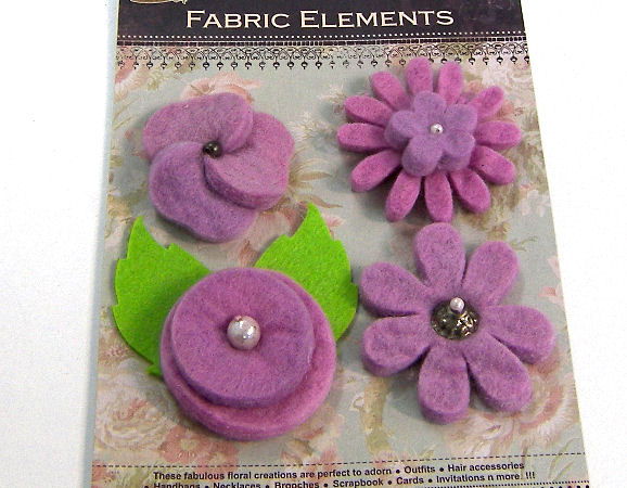 4 Flores de Fieltro de 40mm - Purple Mix - - Crystaldreams Abalorios