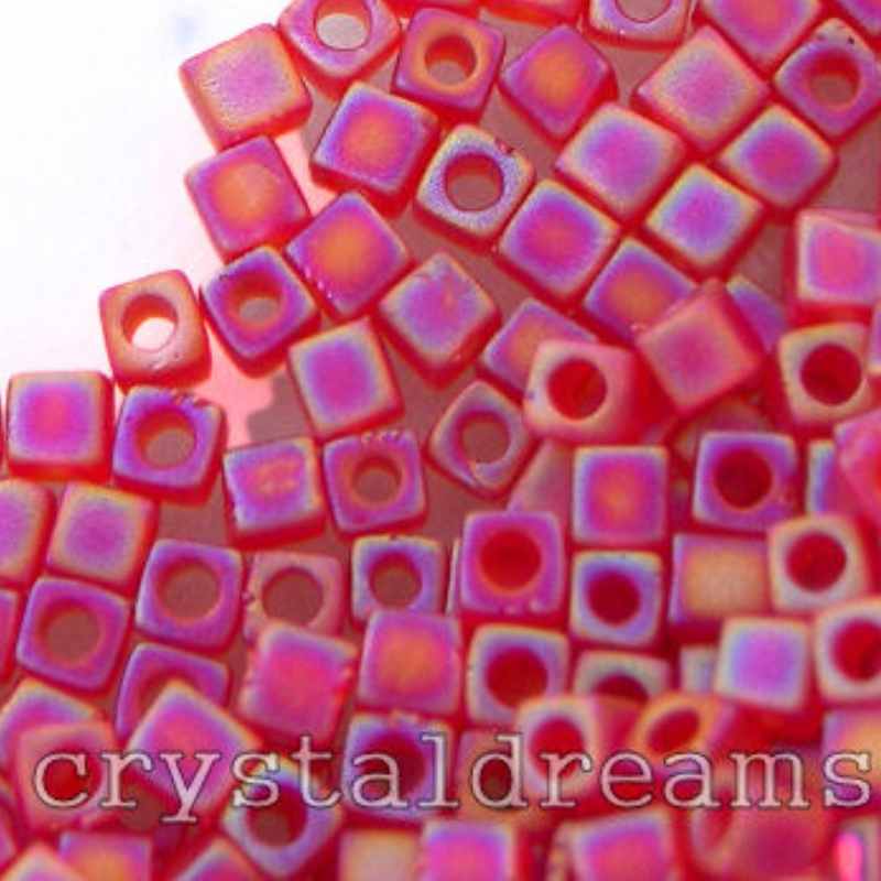 4mm Cubos MIYUKI - 5 gr. pack - Frosted Rainbow Red - - Crystaldreams Abalorios