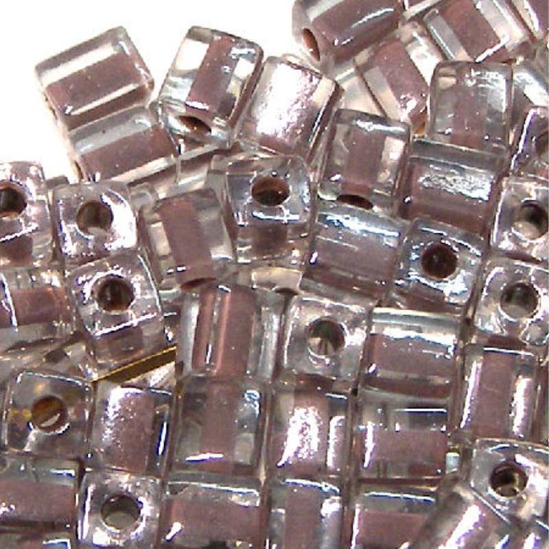 4mm Cubos MIYUKI - 5 gr. pack - Lined Brown - - Crystaldreams Abalorios