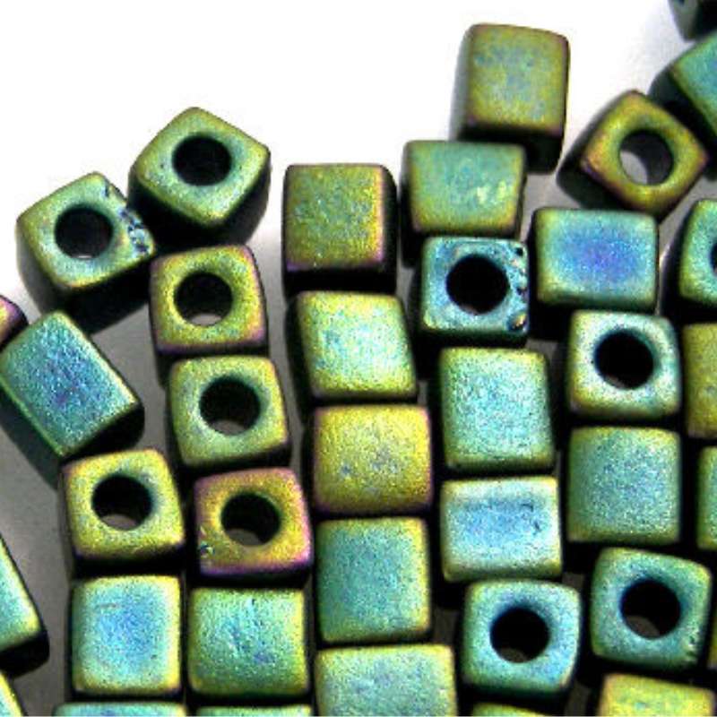 4mm Cubos MIYUKI - 5 gr. pack Matte Met. Teal Iris - - Crystaldreams Abalorios