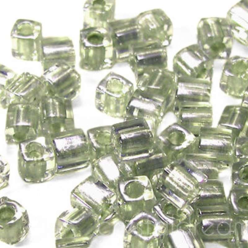 4mm Cubos MIYUKI - 5 gr. pack Pale Lime Crystal Lined - - Crystaldreams Abalorios