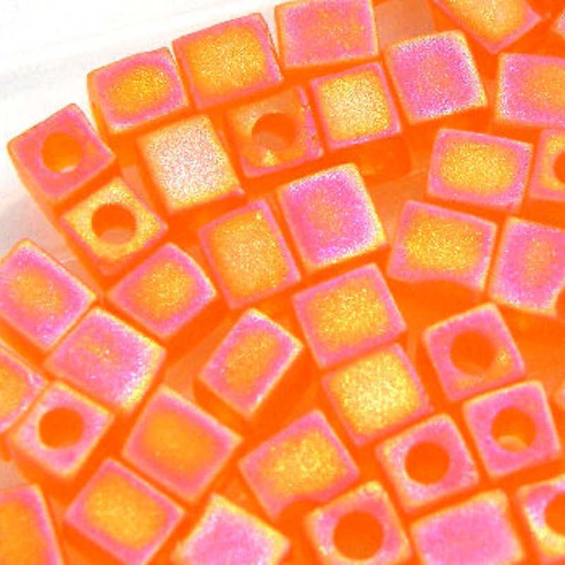 4mm Cubos MIYUKI - 5 gr. pack Trasp. Rainbow Orange - - Crystaldreams Abalorios