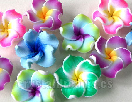 5 Cuenta de Fimo Flores 20mm - Mix de colores Agujero: 1mm - - Crystaldreams Abalorios