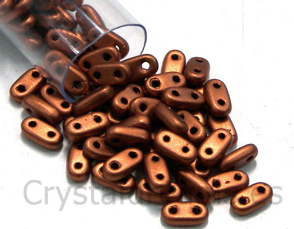 5 gr. Bar - Czech Mates - 6x2mm - Matte Metallic Dark Copper - - Crystaldreams Abalorios