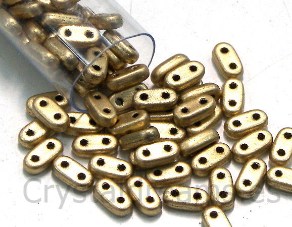 5 gr. Bar - Czech Mates - 6x2mm - Matte Metallic Gold - - Crystaldreams Abalorios