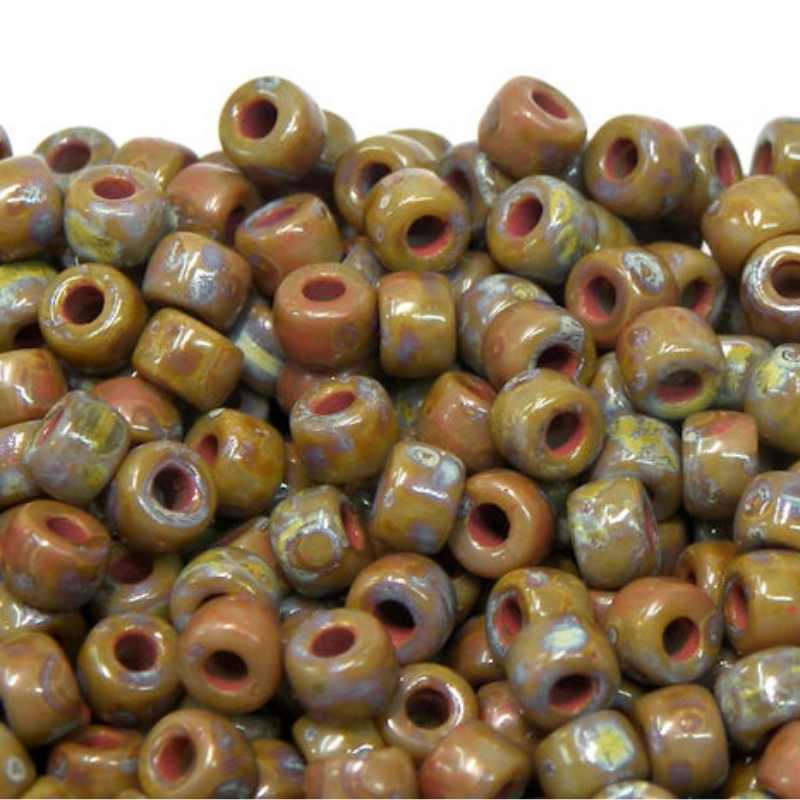 6/0 Matubo Beads - Opaque Grey Picasso - 5 gr. - - Crystaldreams Abalorios