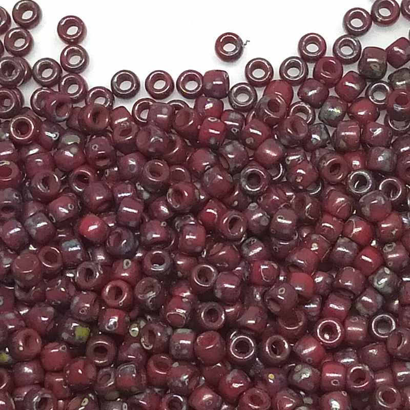 6/0 Matubo Beads - Opaque Red Picasso - 5 gr. - - Crystaldreams Abalorios