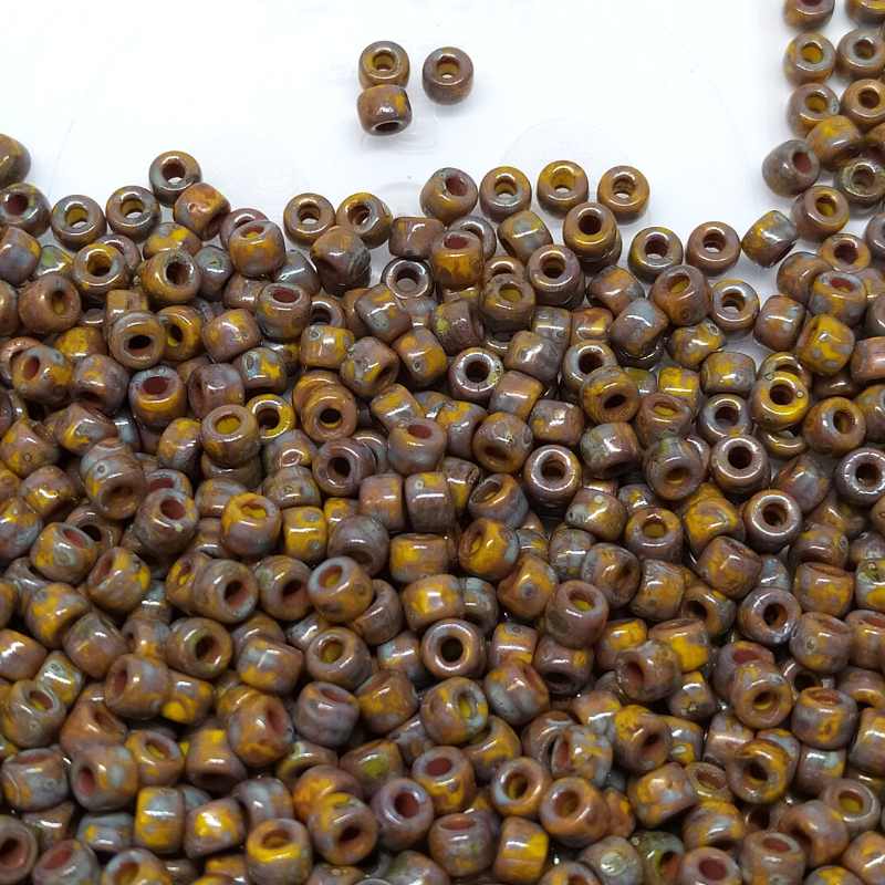 6/0 Matubo Beads - Opaque Yellow Picasso - 5 gr. - - Crystaldreams Abalorios