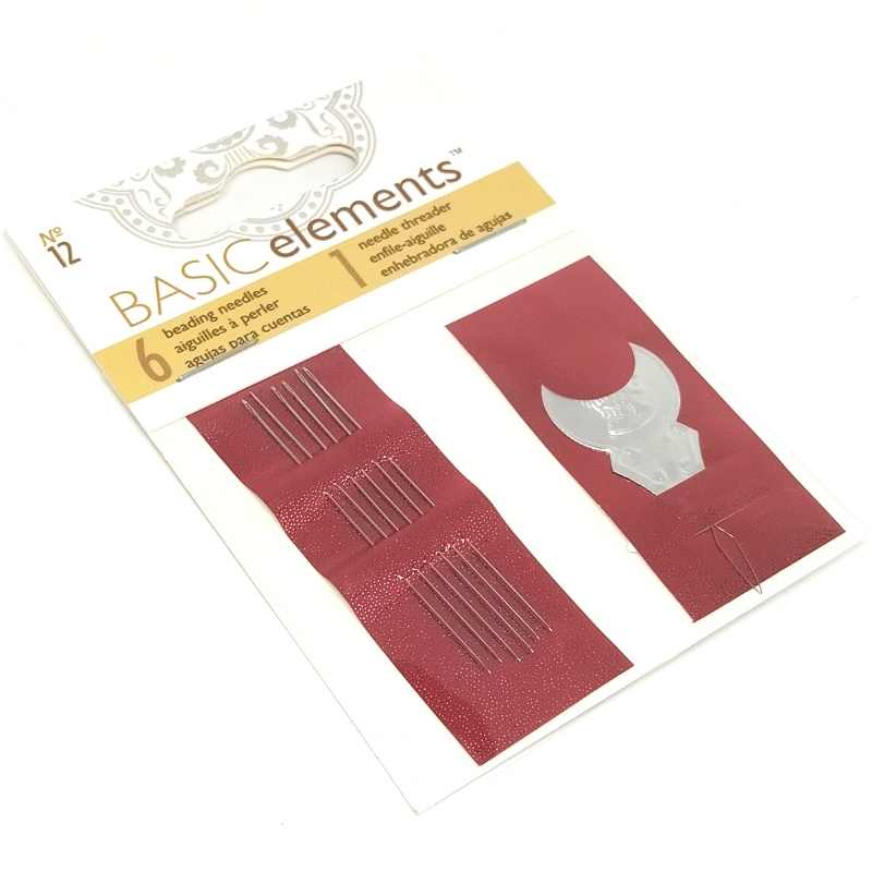 Agujas para abalorios BeadSmith Set 6 piezas n. 12 + Enhebrador - - Crystaldreams Abalorios