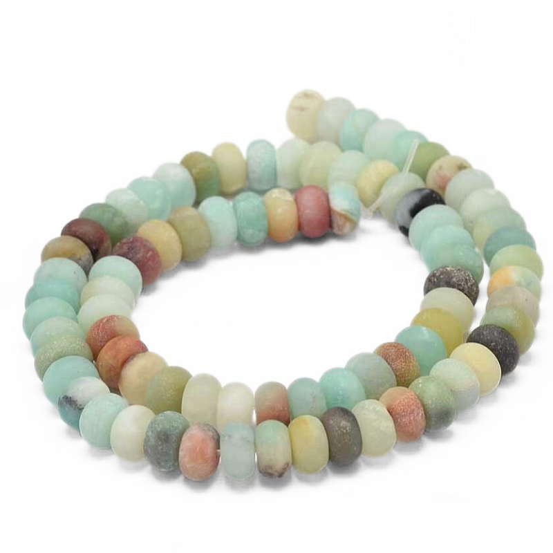 Amazonite Natural Brillo Round 8x5mm Agujero: 1mm 46 piezas - - Crystaldreams Abalorios