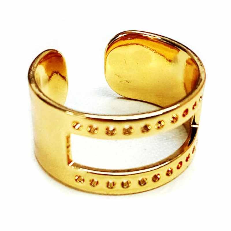 Anillo Ajustable Inoxidable 20x10mm - Ventana 20x4mm-Golden - - Crystaldreams Abalorios