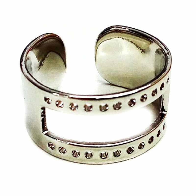 Anillo Ajustable Inoxidable 20x10mm - Ventana 20x4mm - Platinum - - Crystaldreams Abalorios