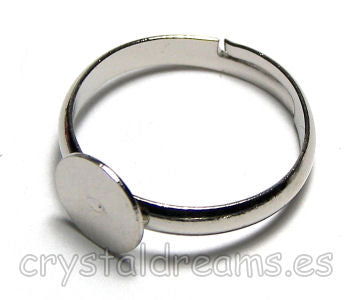 Anillo Platinum Color base redonda 8mm - - Crystaldreams Abalorios