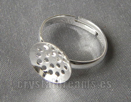 Anillo base perforada 11mm Tray - Silver Color - - Crystaldreams Abalorios