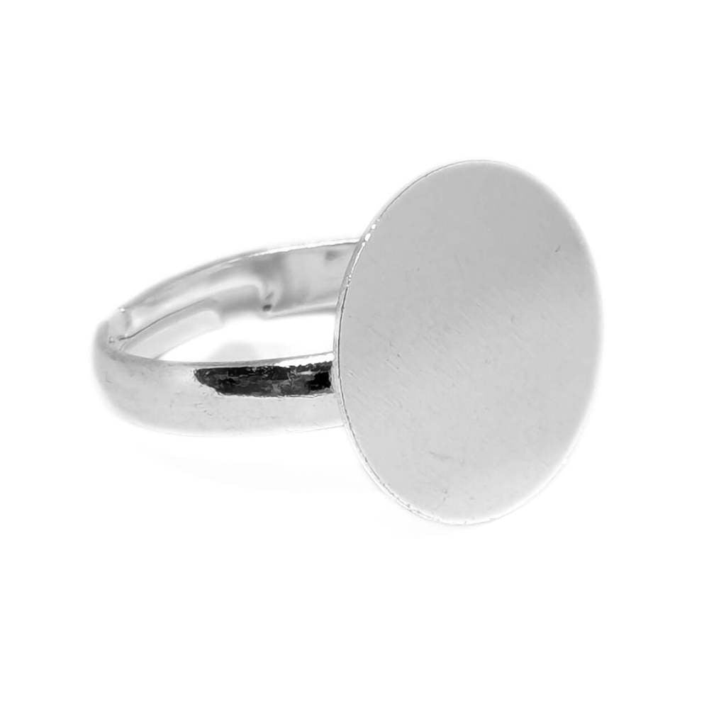 Anillo con disco plano de 14 mm color Silver x1 - - Crystaldreams Abalorios