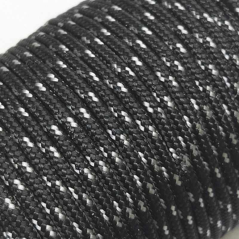 Bobina 20 m. Cordon tejido paracord poliéster 2mm Black White - - Crystaldreams Abalorios