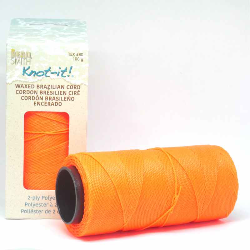 Bobina Cordón brasileño encerado 1mm 2 cabos Neon Light Orange - - Crystaldreams Abalorios