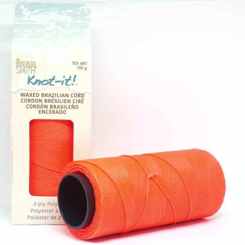 Bobina Cordón brasileño encerado 1mm 2 cabos Neon Orange - - Crystaldreams Abalorios