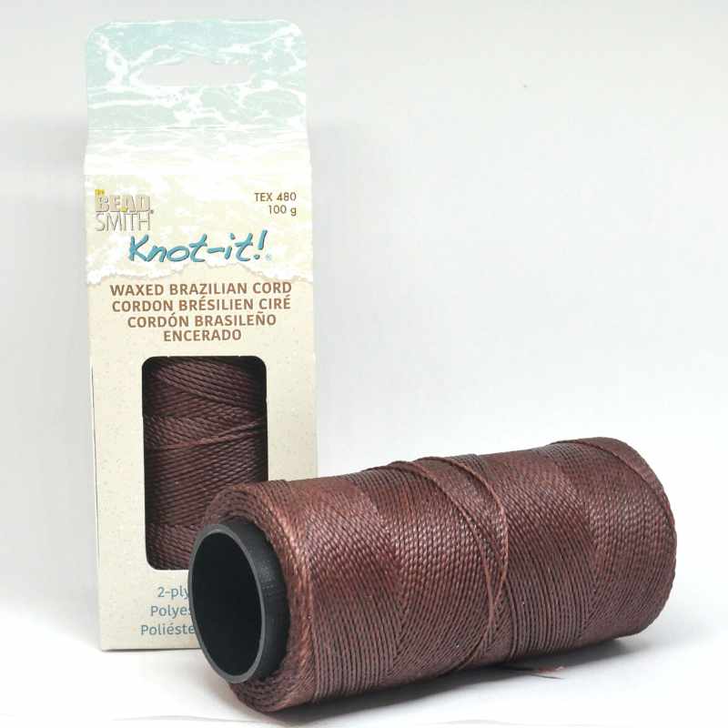 Bobina Cordón brasileño encerado 1mm de 2 cabos - Pecan - - Crystaldreams Abalorios