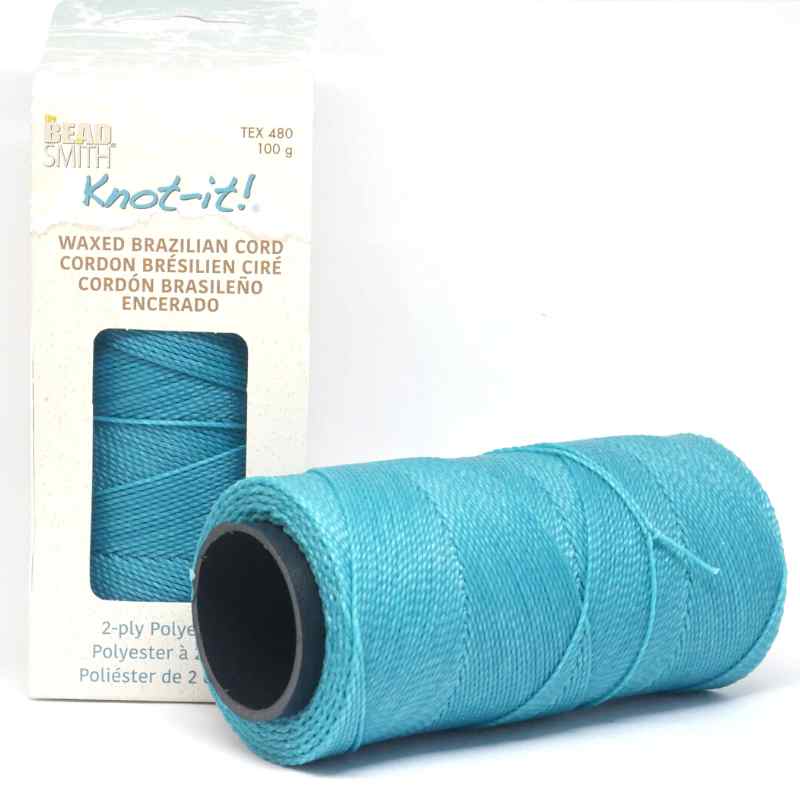 Bobina Cordón brasileño encerado de 1mm 2 cabos Aqua - - Crystaldreams Abalorios
