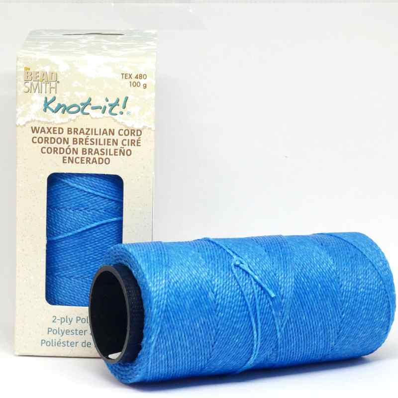 Bobina Cordón brasileño encerado de 1mm 2 cabos Azure Blue - - Crystaldreams Abalorios