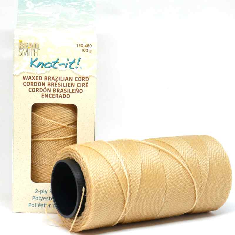 Bobina Cordón brasileño encerado de 1mm 2 cabos Natural - - Crystaldreams Abalorios