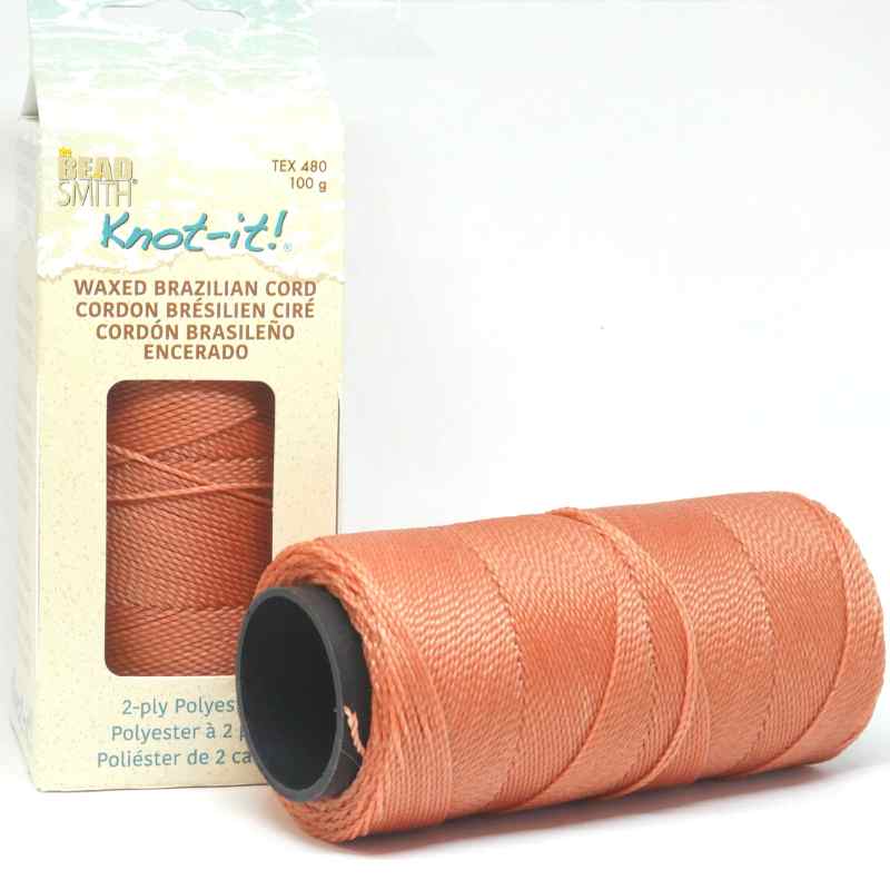 Bobina Cordón brasileño encerado de 1mm 2 cabos Peach - - Crystaldreams Abalorios
