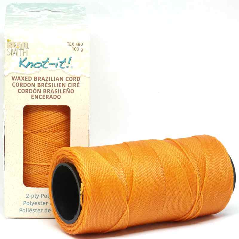 Bobina Cordón brasileño encerado de 1mm 2 cabos Tangerine - - Crystaldreams Abalorios