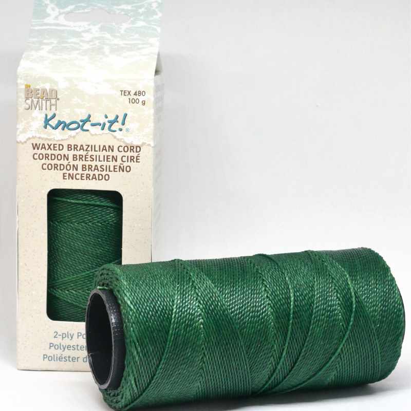 Bobina Cordón brasileño encerado de 1mm de 2 cabos- Forest Green - - Crystaldreams Abalorios
