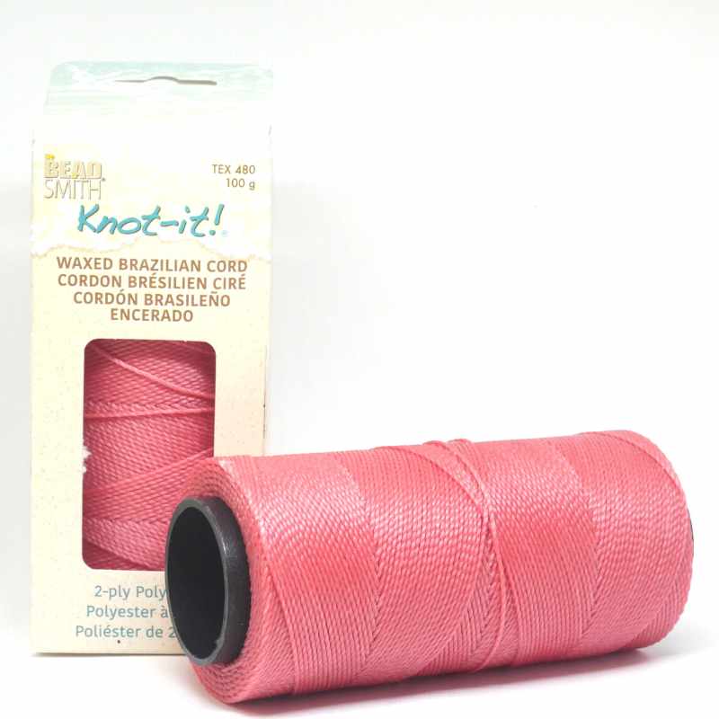 Bobina Cordón brasileño encerado de 1mm de 2 cabos - Rose - - Crystaldreams Abalorios