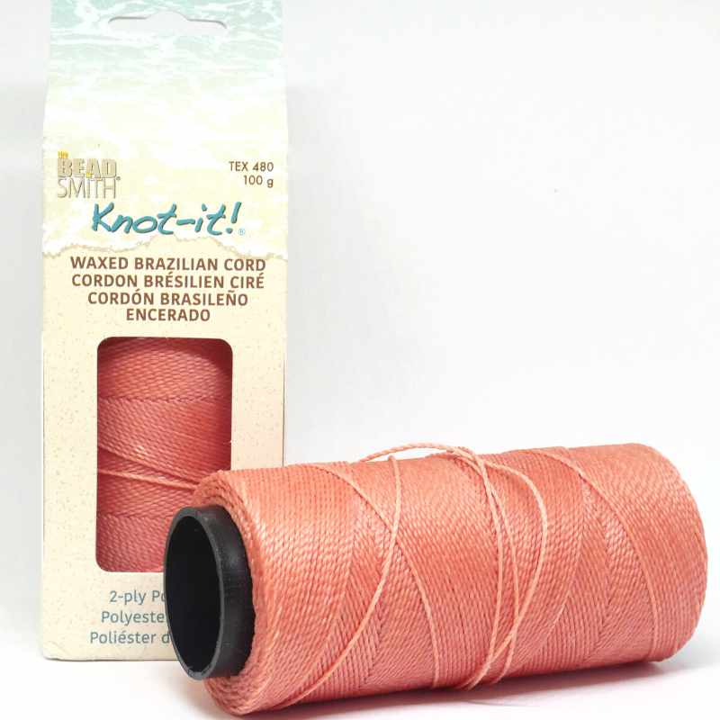 Bobina Cordón brasileño encerado de 1mm de 2 cabos - Salmon - - Crystaldreams Abalorios