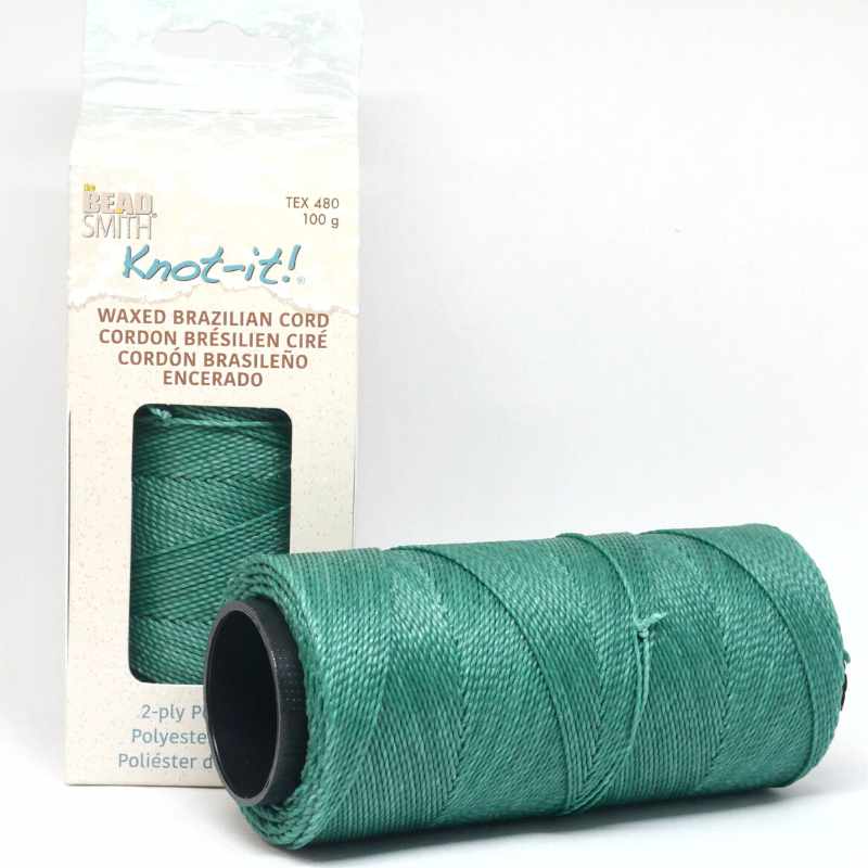 Bobina Cordón brasileño encerado de 1mm de 2 cabos - Teal Green - - Crystaldreams Abalorios