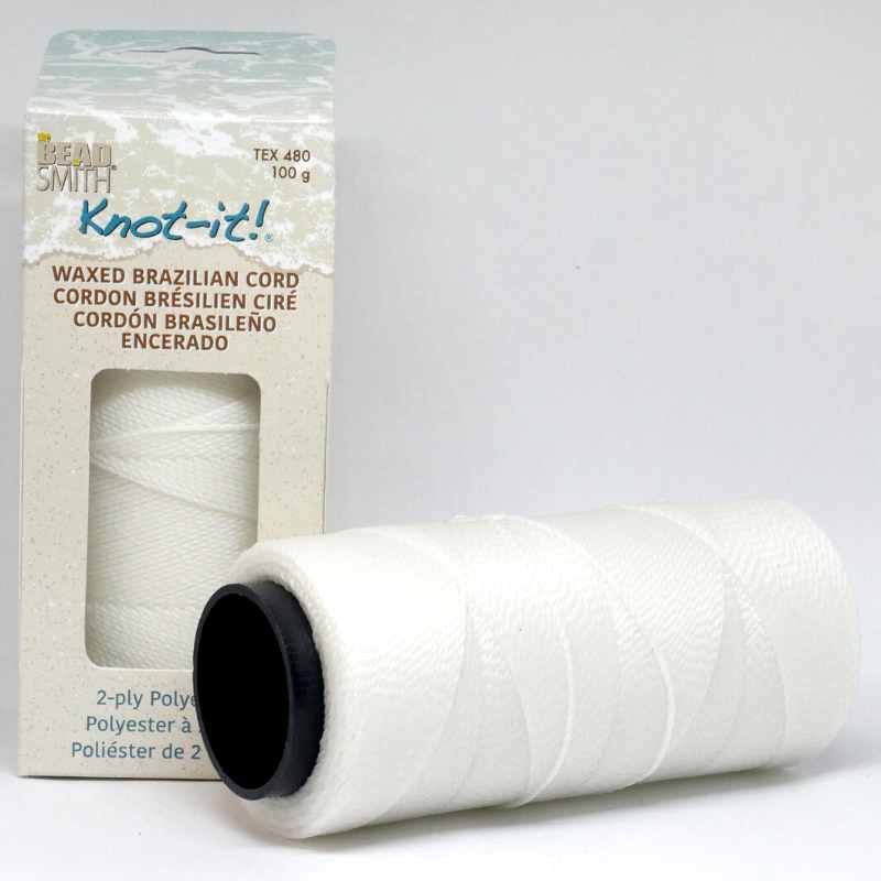 Bobina Cordón brasileño encerado de 1mm de 2 cabos - White - - Crystaldreams Abalorios