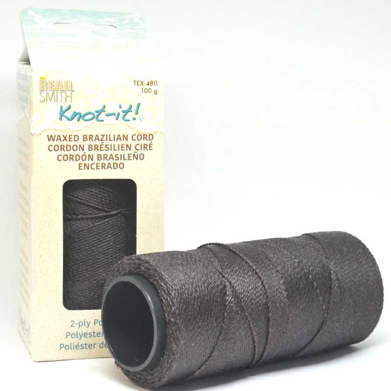 Bobina Cordón brasileño encerado de 1mm de 2 cabos Chocolate - - Crystaldreams Abalorios