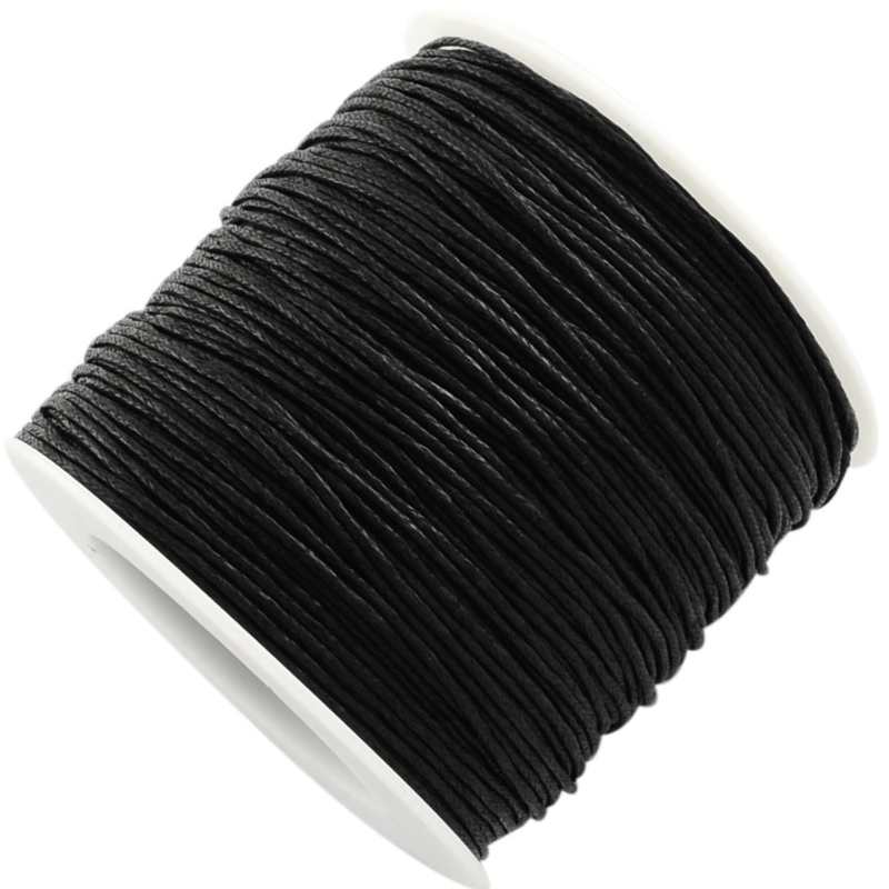 Bobina Hilo Algodon encerado 1mm x 90 metros Color Black - - Crystaldreams Abalorios