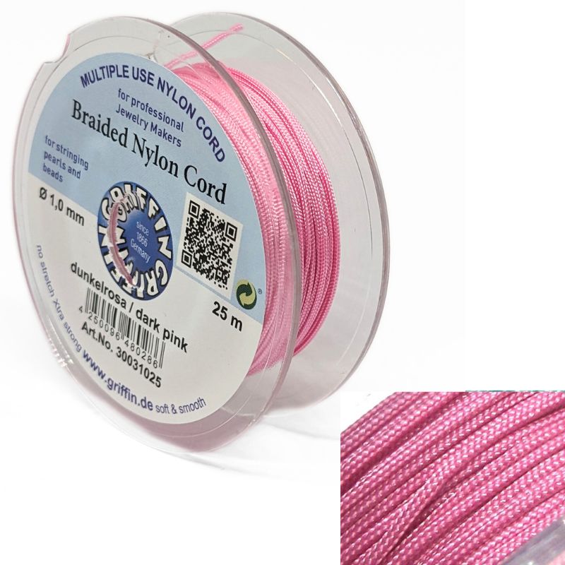 Bobina Hilo Trenzado europeo Griffin -1mm- Dark Pink x 25mts - - Crystaldreams Abalorios