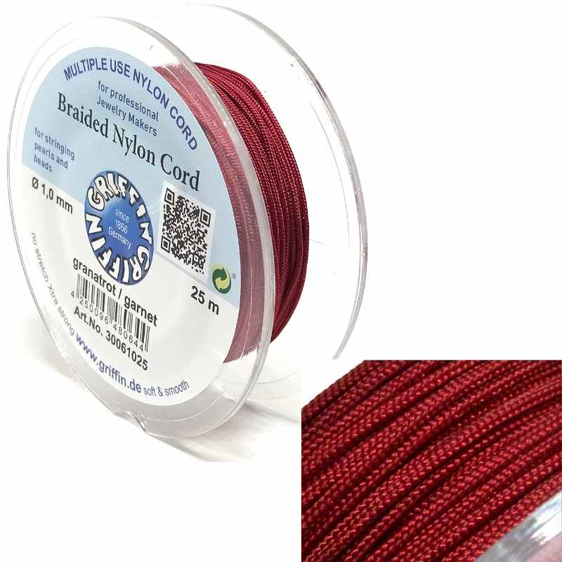 Bobina Hilo Trenzado europeo Griffin -1mm- Garnet x 25mts - - Crystaldreams Abalorios