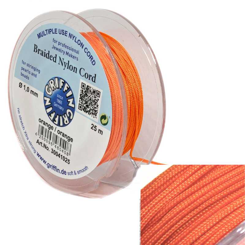 Bobina Hilo Trenzado europeo Griffin -1mm- Orange x 25mts - - Crystaldreams Abalorios