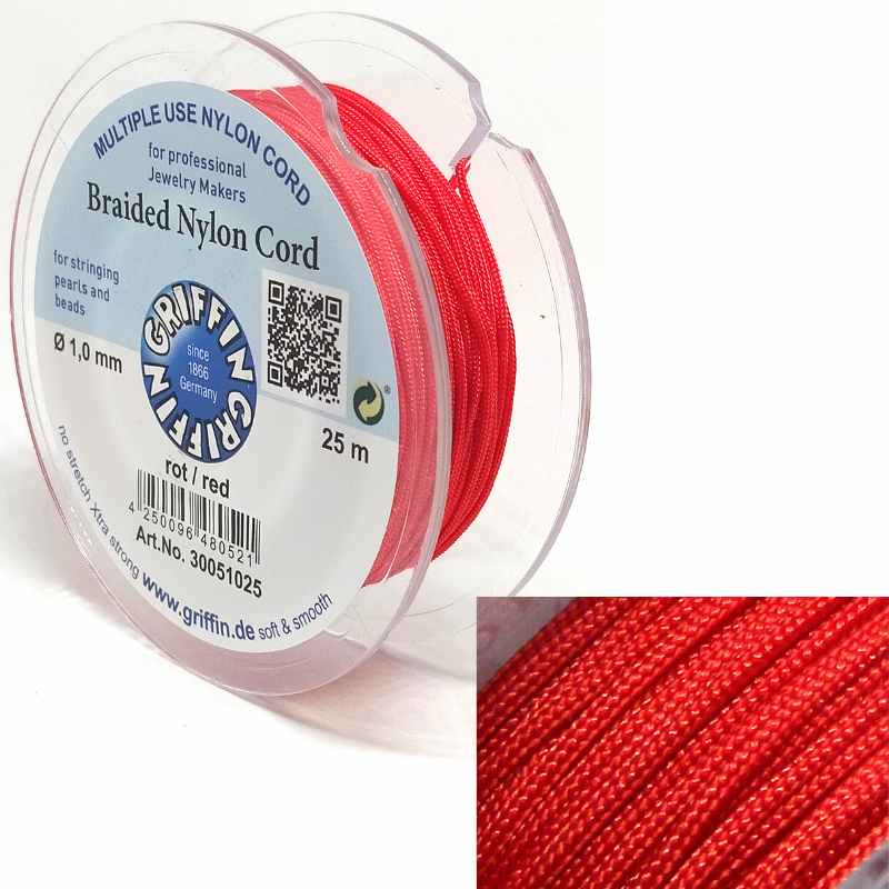 Bobina Hilo Trenzado europeo Griffin -1mm- Red x 25mts - - Crystaldreams Abalorios