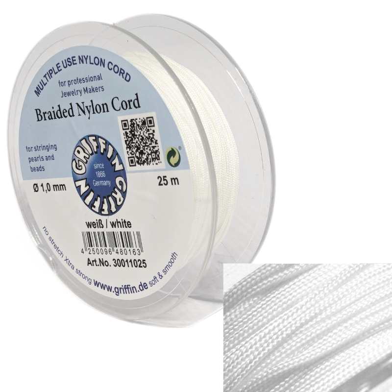 Bobina Hilo Trenzado europeo Griffin -1mm- White x 25mts - - Crystaldreams Abalorios