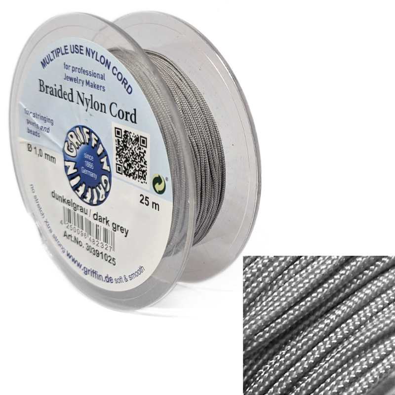 Bobina Hilo Trenzado europeo Griffin -1mm - Dark Grey x 25mts - - Crystaldreams Abalorios