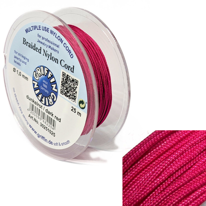 Bobina Hilo Trenzado europeo Griffin -1mm - Dark Red x 25mts - - Crystaldreams Abalorios
